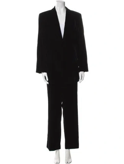 Pre-owned Giorgio Armani Printed Ruffle Embellishment Pantsuit In Blue