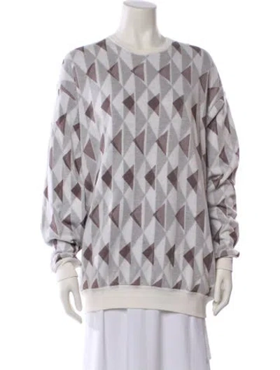 Pre-owned Giorgio Armani Printed Scoop Neck Sweater In Gray