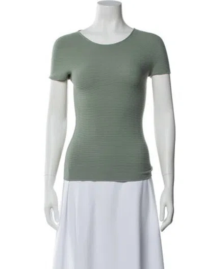 Pre-owned Giorgio Armani Printed Scoop Neck Sweater In Green