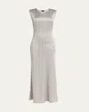 Giorgio Armani Printed Shiny Viscose Jacquard Maxi Dress In Silver