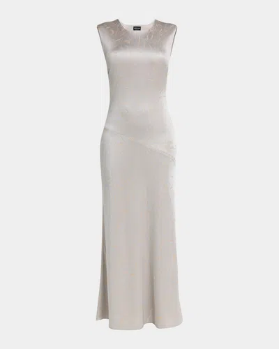 GIORGIO ARMANI PRINTED SHINY VISCOSE JACQUARD MAXI DRESS