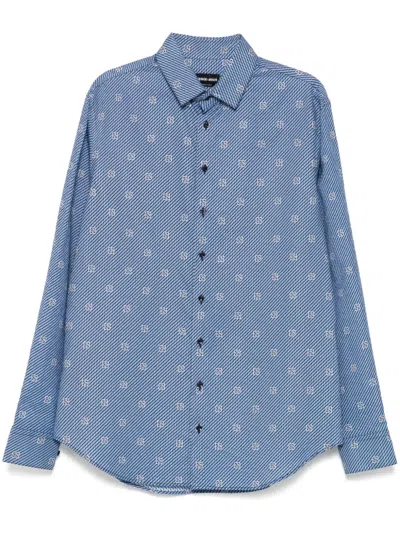 Giorgio Armani Printed Shirt In Blue