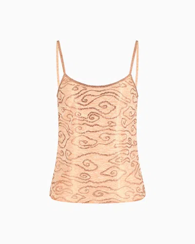 Giorgio Armani Printed Silk And Viscose Top With Rhinestone Embroidery In Pattern