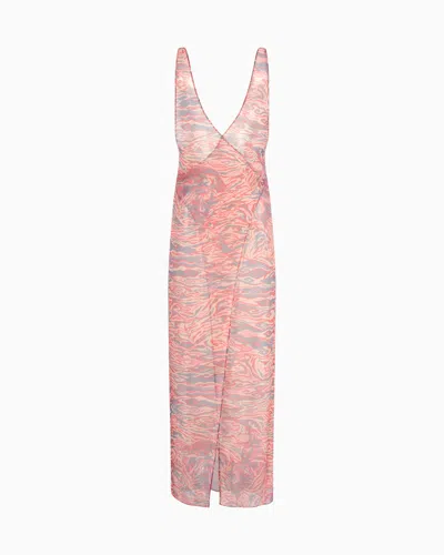 Giorgio Armani Printed Silk Organza Long Dress In Pattern