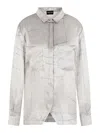 Giorgio Armani Printed Silk Satin Shirt In Grey