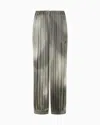 Giorgio Armani Printed Silk Satin Trousers In Gray