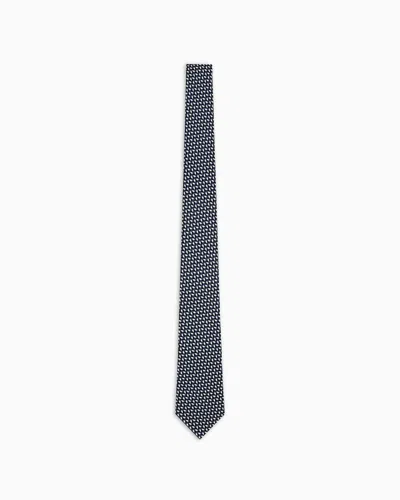 Giorgio Armani Printed Silk Tie In Blue