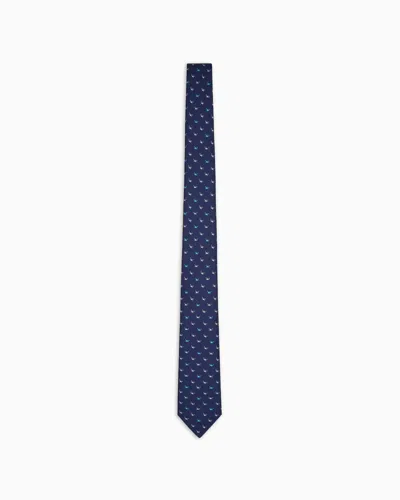 Giorgio Armani Printed Silk Tie In Blue