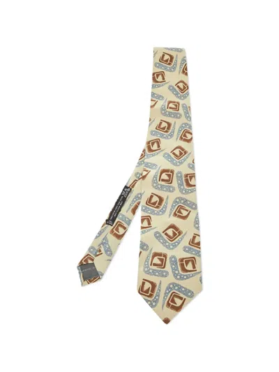 Pre-owned Giorgio Armani Printed Silk Tie In Neutral