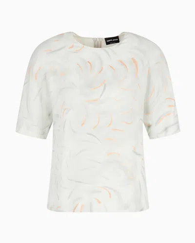 Giorgio Armani Mulberry-silk T-shirt In Grey