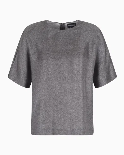 Giorgio Armani Printed Silk Twill Blouse In Grey