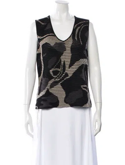 Pre-owned Giorgio Armani Printed V-neck Sweater In Black