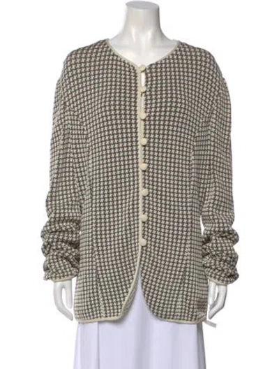 Pre-owned Giorgio Armani Printed V-neck Sweater In Brown