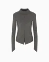 Giorgio Armani Pull À Col Montant En Jersey De Laine Vierge In Gray