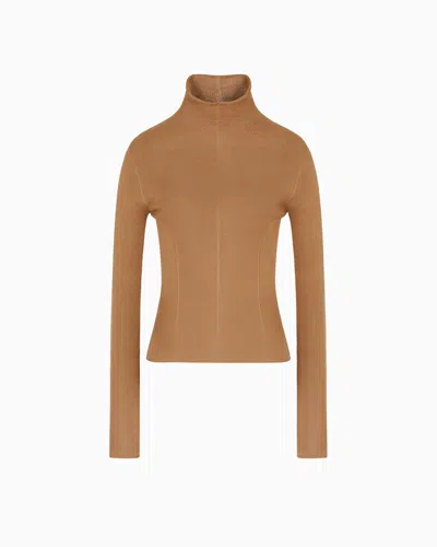 Giorgio Armani Pull À Col Roulé En Soie In Brown