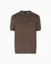 Giorgio Armani Pull À Manches Courtes En Coton Et Soie In Brown