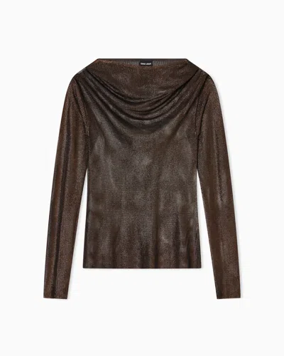 Giorgio Armani Pull En Mélange De Viscose Point Maille In Brown