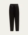 Giorgio Armani Pull-on Silk Trousers In Black