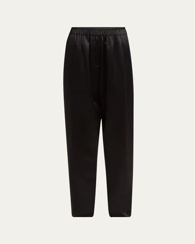 Giorgio Armani Pull-on Silk Trousers In Black