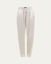 Giorgio Armani Pull-on Silk Trousers In Silver