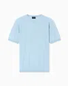 Giorgio Armani Pull Ras-du-cou À Manches Courtes En Cachemire Et Soie In Blue