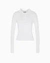 Giorgio Armani Pull Ras-du-cou En Cachemire Et Soie Côtelées In White