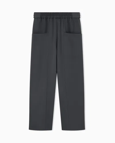 Giorgio Armani Pull-on Trousers In Stretch Wool With Pockets In Gray