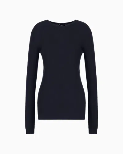 Giorgio Armani Pure Cashmere Crew-neck Jumper In Navy Blue