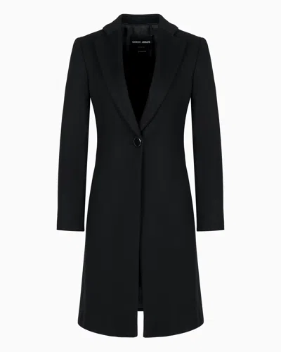 Giorgio Armani Pure Cashmere Single-breasted Coat In Black