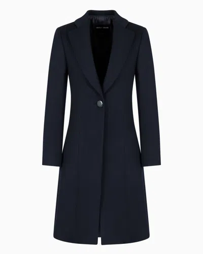 Giorgio Armani Pure Cashmere Single-breasted Coat In Blue