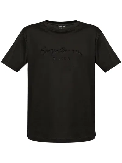 GIORGIO ARMANI PURE COTTON INTERLOCK SIGNATURE LOGO T-SHIRT