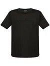 Giorgio Armani Official Store Pure Cotton Interlock T-shirt With Embroidered Logo In Black
