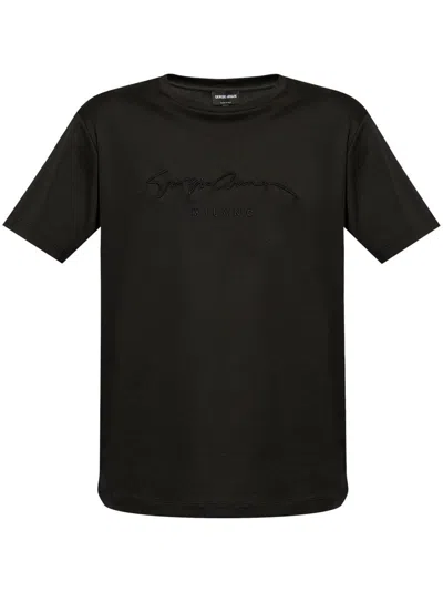 GIORGIO ARMANI PURE COTTON INTERLOCK SIGNATURE LOGO T-SHIRT