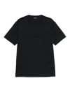 Giorgio Armani Official Store Pure Cotton Interlock T-shirt With Embroidered Logo In Blue