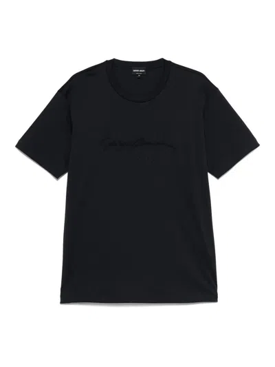 GIORGIO ARMANI PURE COTTON INTERLOCK SIGNATURE LOGO T-SHIRT