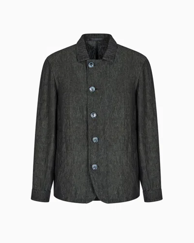 Giorgio Armani Pure Linen, Single-breasted Jacket In Green
