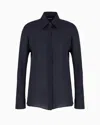 Giorgio Armani Pure Silk Charmeuse Shirt In Blue