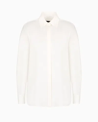 Giorgio Armani Pure Silk Charmeuse Shirt In White
