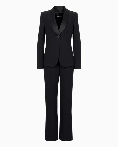Giorgio Armani Official Store Crepe Tuxedo Pure Silk Jacket In Black