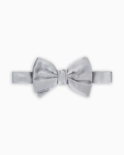 Giorgio Armani Official Store Pure Silk Bow Tie In Light Gray