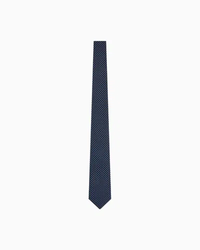 Giorgio Armani Pure Silk Polka-dot Jacquard Tie In Blue