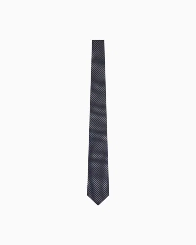 Giorgio Armani Pure Silk Polka-dot Jacquard Tie In Grey