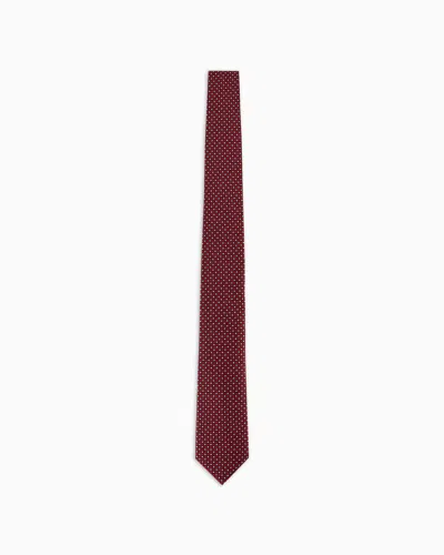 Giorgio Armani Pure Silk Polka-dot Jacquard Tie In Red
