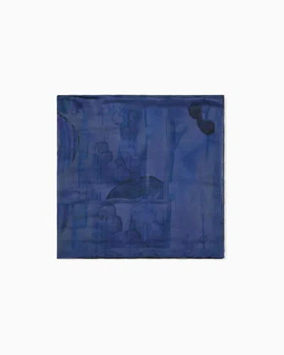 Giorgio Armani Pure Silk Scarf In Blue