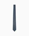 Giorgio Armani Pure Silk Tie With Geometric Jacquard Motif In Blue