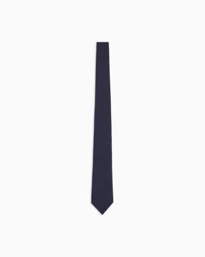 Giorgio Armani Pure Silk Tie With Micro Polka-dot Jacquard In Blue