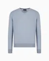 Giorgio Armani Pure Virgin Wool, Crew-neck Jumper In Blue
