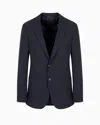 Giorgio Armani Official Store Pure Virgin Wool Soho Line Single-breasted Jacket In Navy Blue