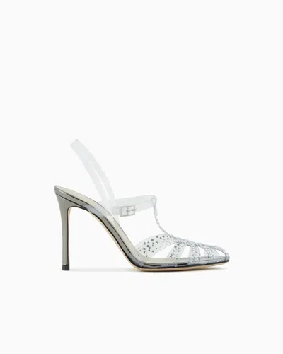 GIORGIO ARMANI PVC AND RHINESTONE HEELED SANDALS