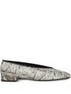 Giorgio Armani Python-print Squared Ballet Flats In Brown